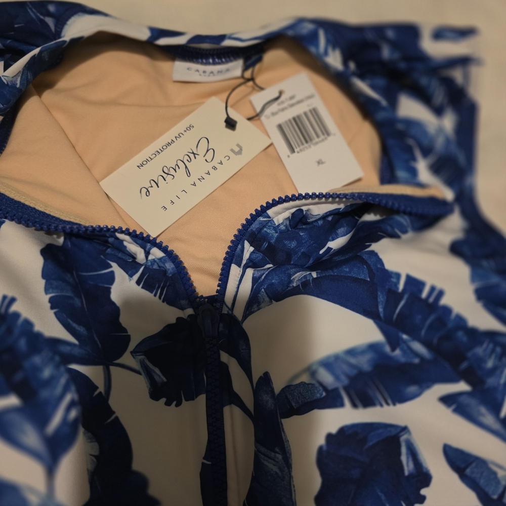 NWT Cabana Life Blue Palms One Piece Swimsuit XLARGE $169 - Picture 5 of 5